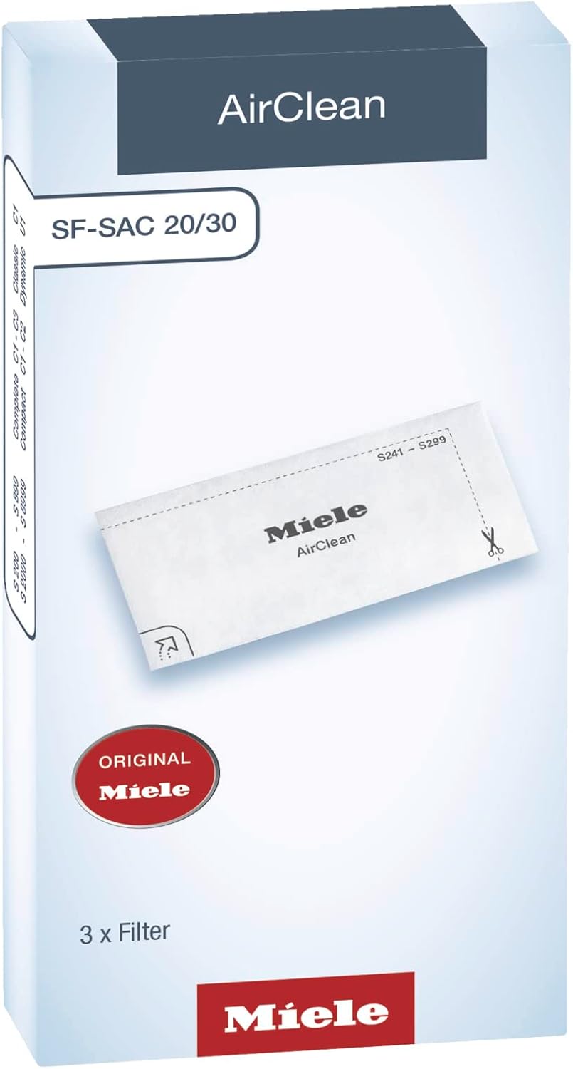Miele AirClean Filters - Safely Trap Dust for Everyday Freshness at Home, Pack of 3 | White