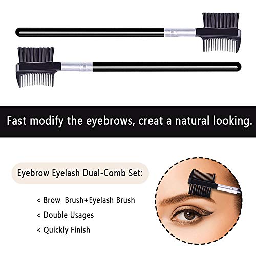 LOOKSEVEN 2-in-1 Eyelash Comb and Eyebrow Brush - Steel & ABS