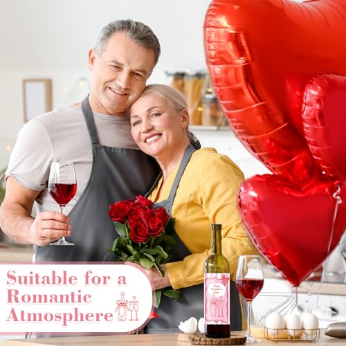 Valentine's Day Wine Bottle Label Stickers - 8 Pcs Waterproof Decor