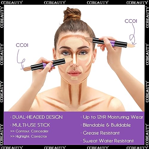 CCbeauty 2-in-1 Cream Contour and Highlighter Stick Waterproof