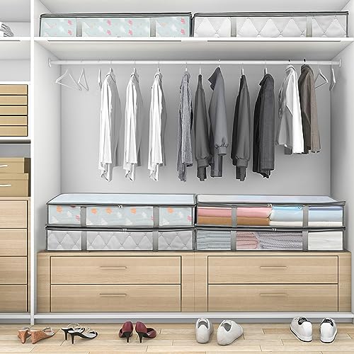 LANDNEOO 55L Under Bed Storage Containers - 2 Pack Clear Plastic Bins