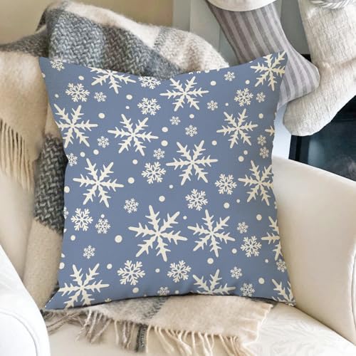 Winter Snowflakes Decorative Throw Pillow Covers 18x18, Set of 4