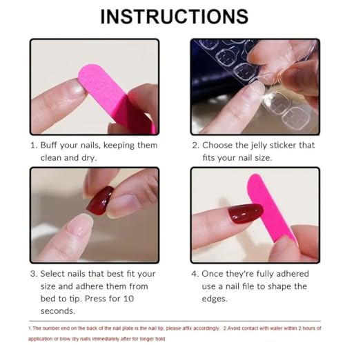 Valentine Press On Nails Medium Square French Tip Heart Fake Nails 24Pcs