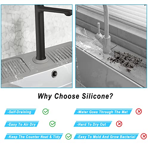 Gray Silicone Sink Splash Guard Mat for Faucet & Countertop