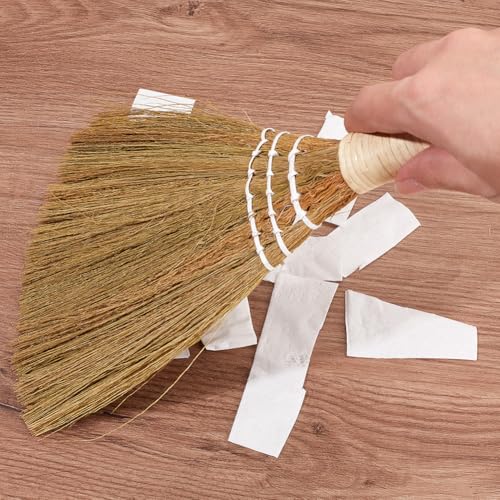GORGECRAFT 11 Inch Traditional Handmade Grass Broom, Dark Gold White Edge