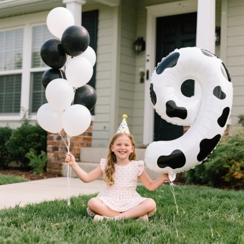 40 Inch Cow Print Number 9 Balloon - Jumbo Foil Helium Decor