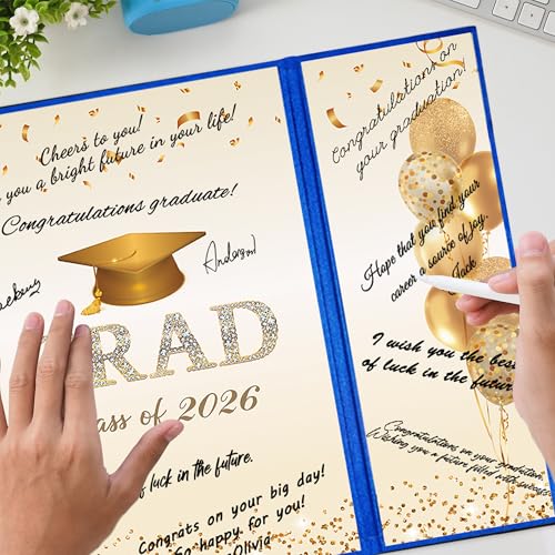Blue Gold Graduation Guest Book Class of 2026 - Signature Card