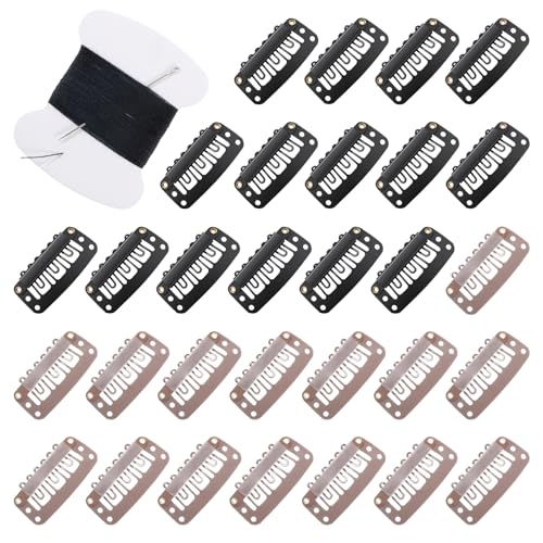 30 Pcs U-Shape Wig Clips with Needle and Thread for Hair Extensions