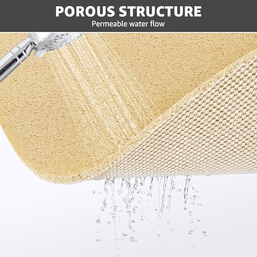 Yolife Triangle Shower Mat 23.6" x 23.6" - Beige Loofah Non-Slip Bath Mat