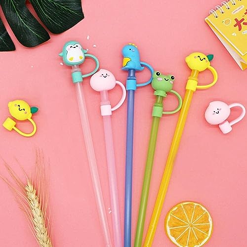 Cute Cartoon Silicone Straw Covers - Penguin, Dinosaur, Frog