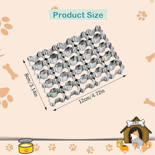 25-Cavity Mini Dog Bone Cookie Cutter - Stainless Steel Biscuit Mold