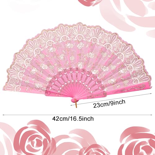 Choyaxo Handheld Lace Folding Fan - 2 Pieces, 15.75" Open