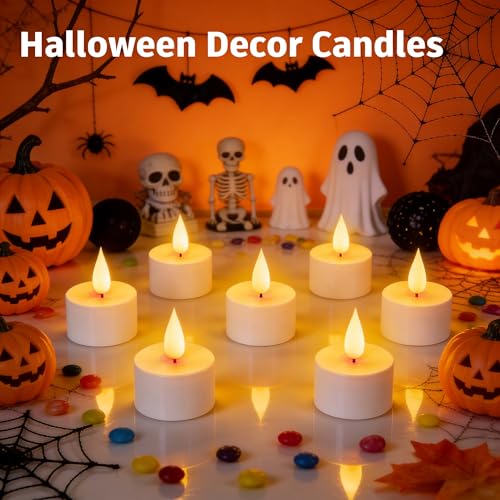 Rechargeable Flameless Tea Lights with Charging Base Remote & Timer 12-Pack
