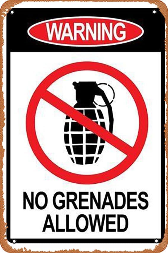 Jersey Shore No Grenades Allowed Metal Tin Sign - 6x8 or 8x12 Inch
