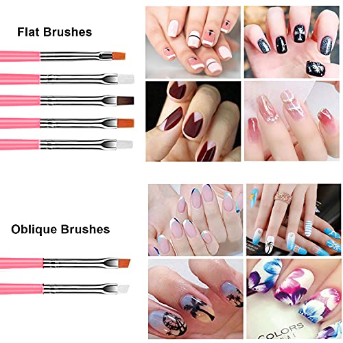 AIBEE 20pcs Nail Art Brushes and Dotting Pens Kit - Pink DIY Set