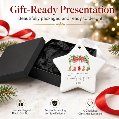Personalized Our First Christmas as a Family of Five Ornament 2026