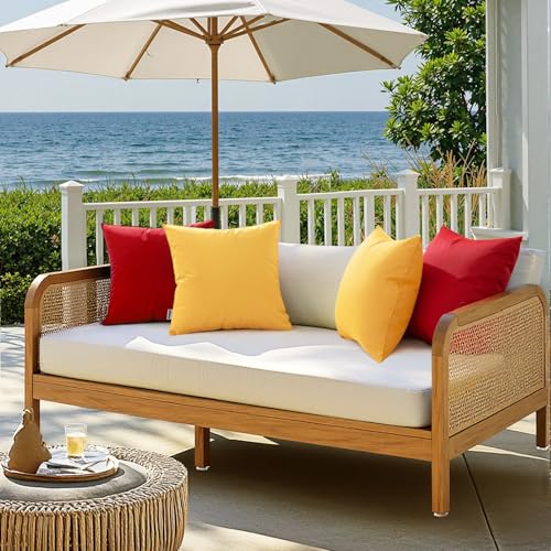 MIULEE 18x18 Inch Yellow Waterproof Outdoor Pillow Covers Pack of 2 - Fade-Resistant Decorative Cushion Covers for Patio, Garden, Couch, Sofa