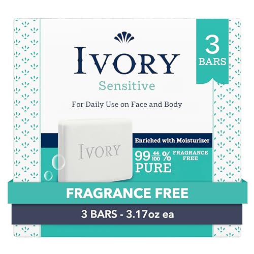 Ivory Sensitive Skin Fragrance Free Bar Soap 3.17 oz 3 Count
