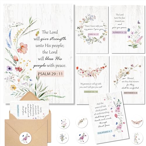 24-Pack Religious Sympathy Cards with Envelopes & Stickers - Floral Designs