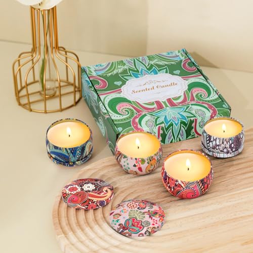 OFUN 4-Pack Scented Soy Wax Candle Gift Set for Home, Spa, and Relaxation
