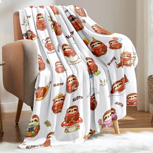 Zevrez Sloth Throw Blanket 48x60 inches Soft Flannel Fleece for Kids & Adults