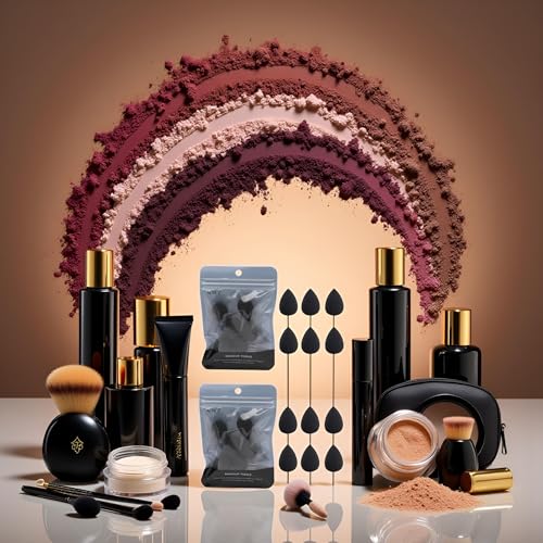 WNHNO 12 Pcs Mini Makeup Sponge Set - Soft Latex-Free Beauty Blenders for Foundation, Concealer & Powder (Black)