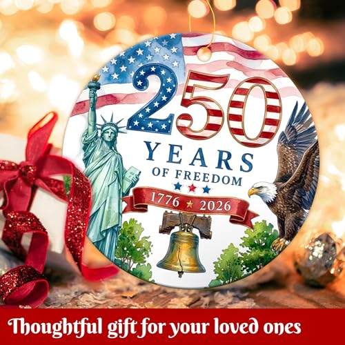 250th Anniversary Ceramic Ornament - Patriotic Blue Keepsake Decor
