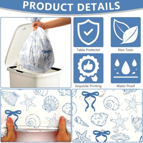 Beach Seashell Tablecloths - 4 Pack Party Decorations, 52 x 86 Inch