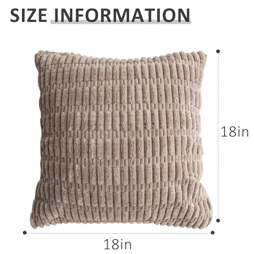 Light Brown Corduroy Throw Pillow Covers 18x18 Inch 2 Pack - Soft Boho Decorative Cushions