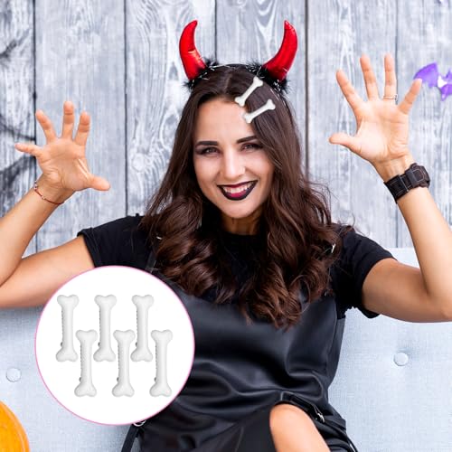6 PCS White Dog Bone Hair Clips Cute Hairpins for Halloween Costumes