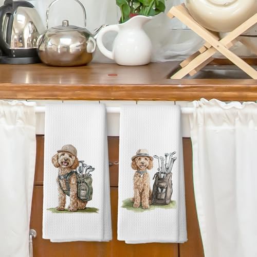 Funny Goldendoodle Golf Kitchen Towels - Set of 2, 16x24in