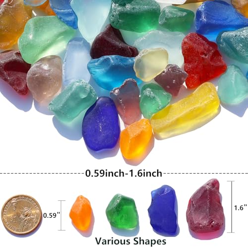 Colorful Frosted Sea Glass Blocks - 1LB Mixed Tumbled Decorative Stones