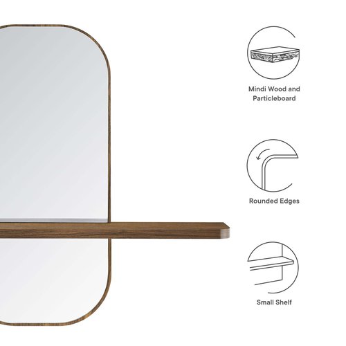 Modway EEI-6349-WAL Solstice Mirror, Walnut