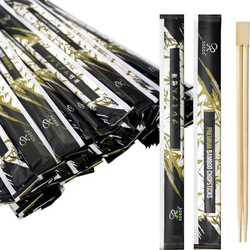 Soeos 9-Inch Disposable Bamboo Chopsticks, Individually Wrapped - 500 Sets