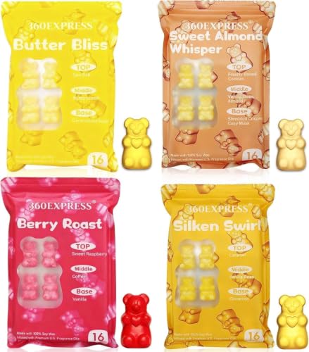 Wax Melts Variety Pack - 64 Soy Bear-Shaped Tarts with Premium Essential Oils