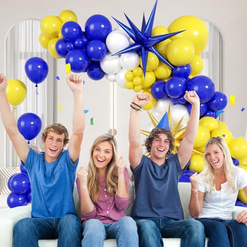 137pcs Royal Blue & Yellow Balloon Arch Kit for Parties