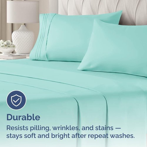 King Standard Pillow Cases - Soft Hotel Quality Covers for Comfy Bedding | 4-Piece Set in Spa Blue