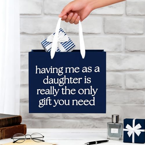 Funny Father's Day Gift Bag - 13" Navy Blue with Tissue Paper