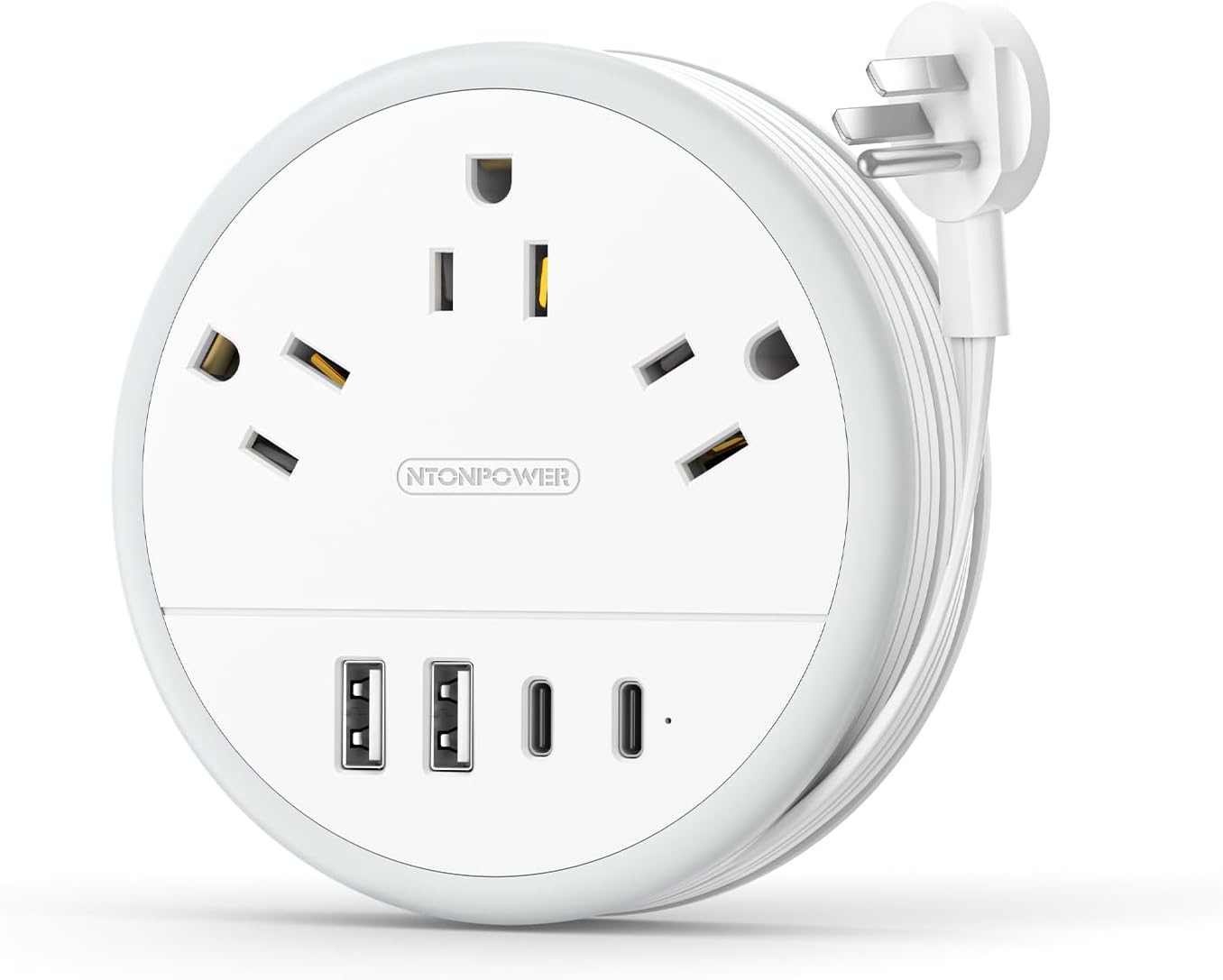 NTONPOWER Travel Power Strip - 3 Outlets & 4 USB Ports (2 USB-C) | 4FT Extension Cord for Cruise & Beach Trips