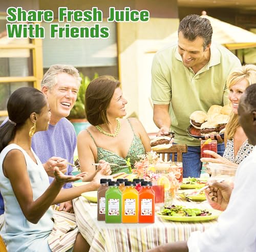 12-Pack 8oz Plastic Juice Bottles with Tamper-Proof Lids, Funnel & Labels