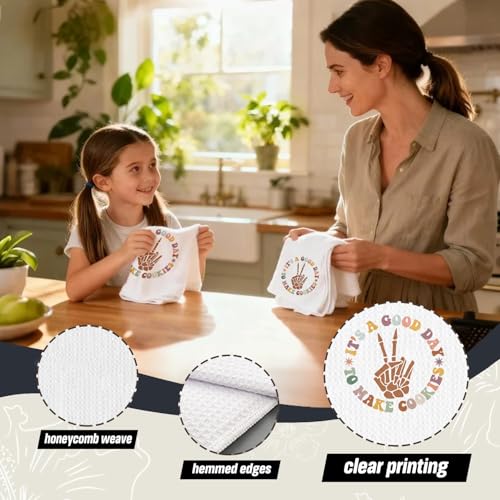 Gothic Skeleton Cookie Baking Towels - Decorative Hand Towels for Kitchen