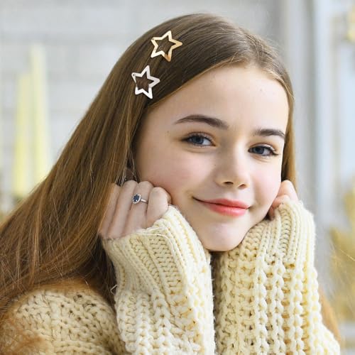 Star Hair Clips 21 Pcs 1.18 Inch Metal Snap Hair Barrettes Non-Slip Cute
