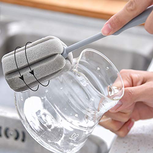 Foshine 2 Pack Bottle Cleaning Sponge Brushes - Long & Short