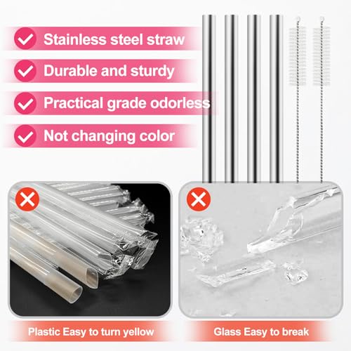 4-Pack Stainless Steel Replacement Straws for Simple Modern 14oz Kids Bottle