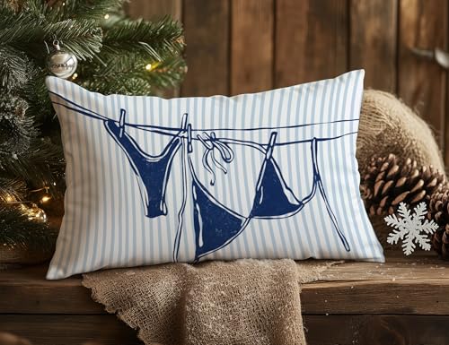 Blue Sea Coastal Throw Pillow Cover 12x20 | KDHTY