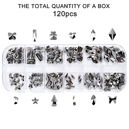 GAVIYE 120 Pcs Black Crystal Flatback Rhinestones Set with Tweezers and Pen for Nail Art, Crafts, and Tumblers