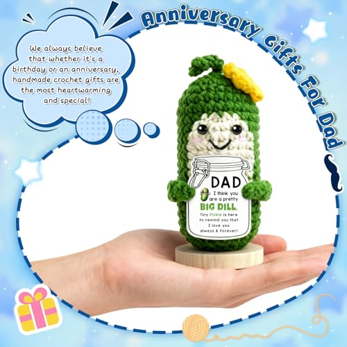 Handmade Crochet Pickle with Appreciation Card for New Dads