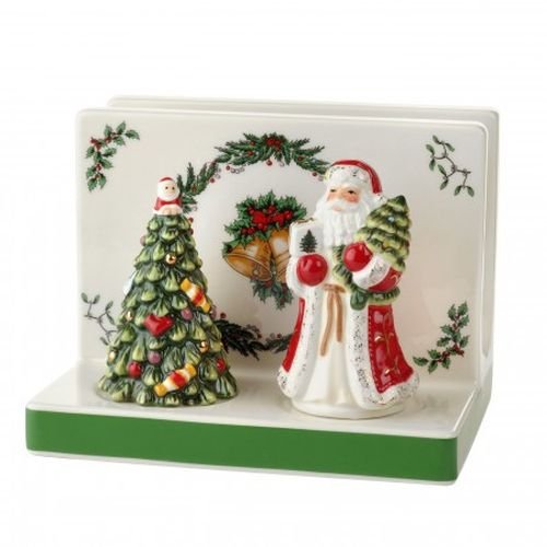 Spode Christmas Tree 3-Piece Hostess Set - Napkin Holder, Salt Shaker & Pepper Shaker (Santa & Tree Figural) - Festive Earthenware for Christmas, Holiday Entertaining - Decorative Gift Set