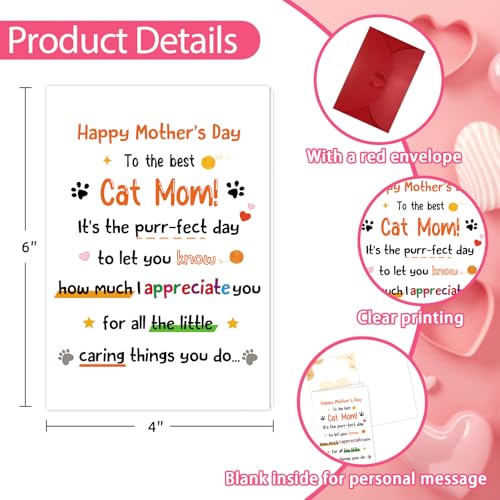 Cat Mom Mother's Day Card - Cute Greeting Card with Envelope