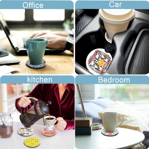 Blue Rose Car Cup Holder Coasters 2-Pack - Non-Slip Neoprene Drink Mats